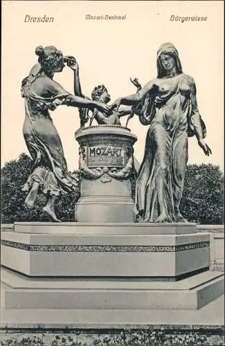 Ansichtskarte Dresden Mozart-Denkmal Bürgerwiese 1908