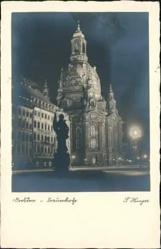 Ansichtskarte Innere Altstadt-Dresden Frauenkirche bei Nacht 1939