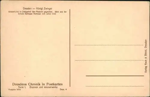 Innere Altstadt-Dresden Wasserkunst im Zwingerhof dem Museum 1909