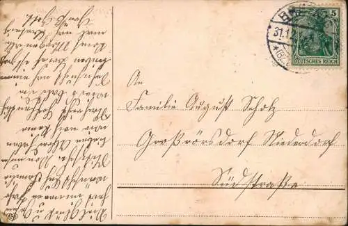 Neujahr Sylvester New Year Kutsche im Morgengrauen 1912 Silberrand