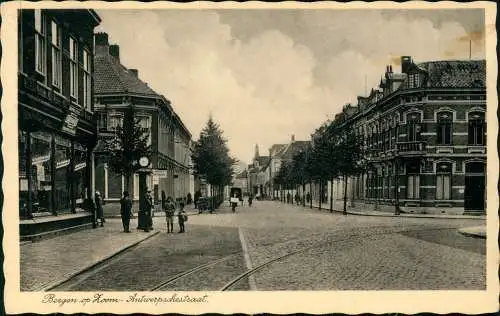 Postkaart Bergen op Zoom Antwerpschestraat. Straßenpartie Holland 1930