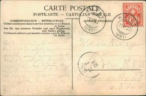 Ansichtskarte Seelisberg Bergwiese Rütli Kühe Menschen Hütte 1905