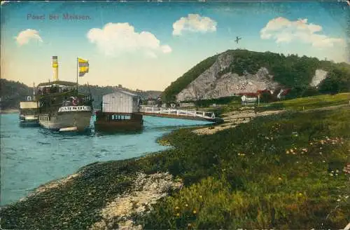 Ansichtskarte Spaar-Meißen Dampfer Anlegestelle Bosel Spaargebirge 1916