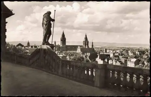 Ansichtskarte Mainz Panorama-Ansicht Blick von der Zitadelle 1955