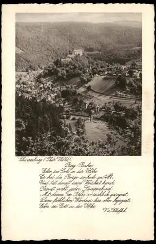 Schwarzburg Panorama-Ansicht (mit Berg-Psalm Text Scheffel) 1930