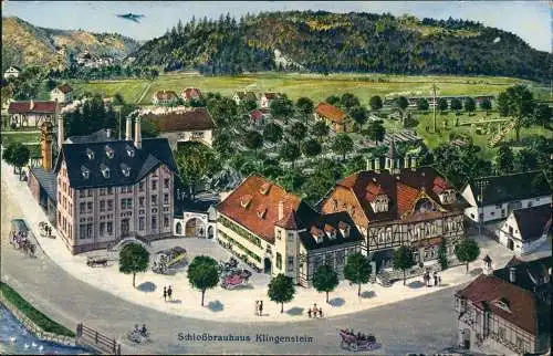 Klingenstein-Blaustein Schloßbrauhaus Brauerei Künstlerkarte 1908