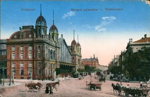 Postcard Budapest Straßenpartie am Westbahnhof 1916