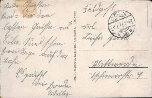 Ansichtskarte Köln Eingang Hohestraße und Stollwerckhaus. 1917