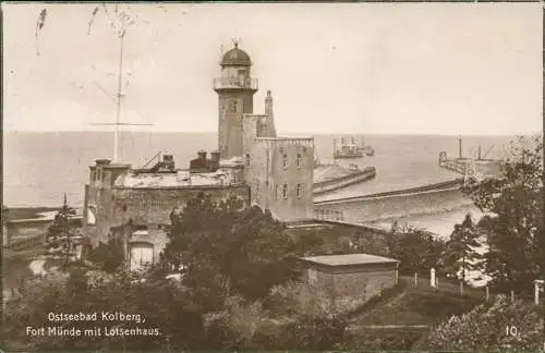 Postcard Kolberg Kołobrzeg Fort Münde mit Lotsenhaus. 1925