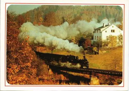Ansichtskarte Wolkenstein Dampflokomotive - Preßnitztal 1985
