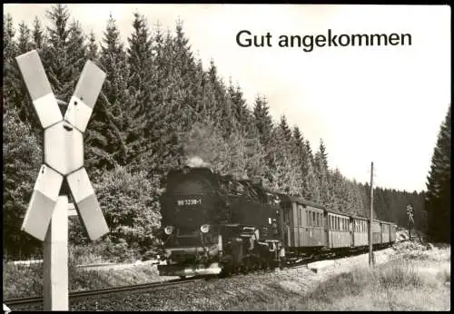 Ansichtskarte  Gut angekommen, Eisenbahn Dampflokomotive 1989/1984
