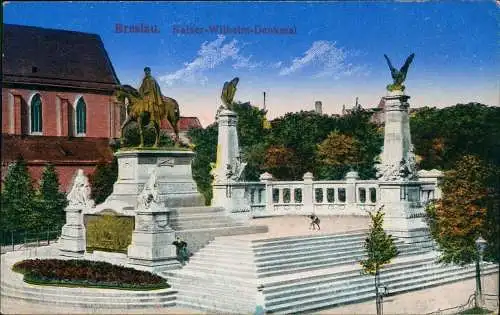 Postcard Breslau Wrocław Kaiser Wilhelm Denkmal 1916