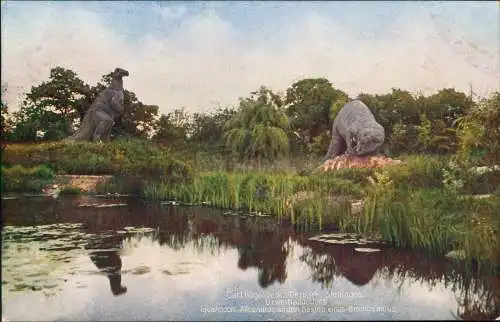 Stellingen-Hamburg Tierpark Hagenbeck Saurier u.a. Brontosaurus 1914