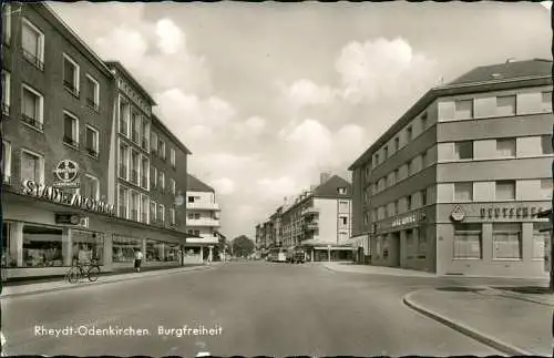 Ansichtskarte Odenkirchen-Mönchengladbach Rheydt Burgfreiheit Geschäfte 1967