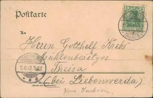 Ansichtskarte Sankt Johann-Saarbrücken Partie an der Saar 1905