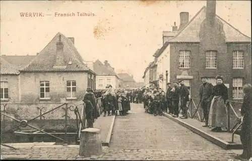 Postkaart Wervico Wervik (Wervicq) Straßenpartie, Menschen 1915