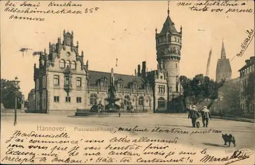 Ansichtskarte Herrenhausen-Hannover Flusswasserkunst 1903  Ankunftsstempel Paris