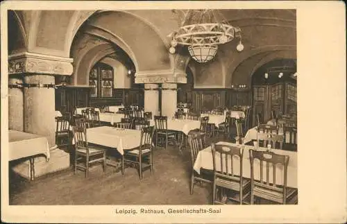 Ansichtskarte Leipzig Rathaus Gesellschafts-Saal 1928