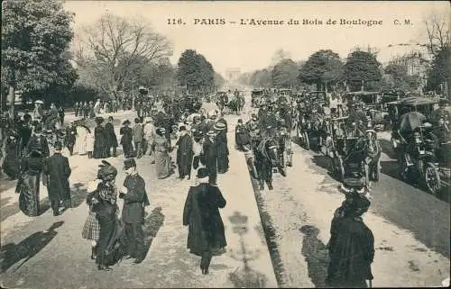 CPA Paris L'Avenue du Bois de Boulogne, Belebt 1968/1917  France