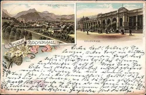 Litho AK Bad Reichenhall 2 Bild Stadt, Colonnade Gruss aus... 1898