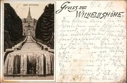 Litho AK Bad Wilhelmshöhe-Kassel Gruss aus.. Octogon Cascaden 1893