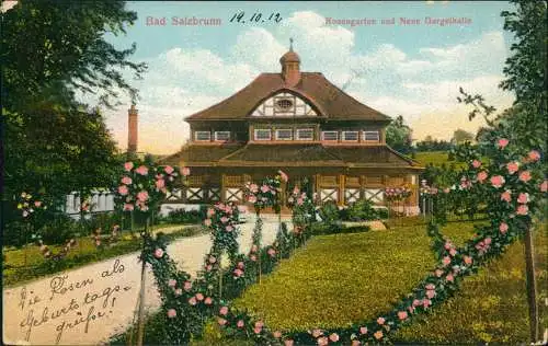 Bad Salzbrunn Szczawno-Zdrój Rosengarten und Neue Gurgelhalle 1912  Schlesien