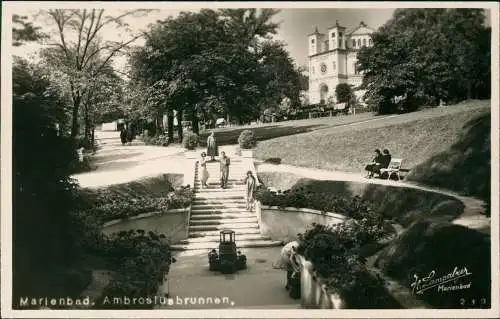 Postcard Marienbad Mariánské Lázně Ambrosiusbrunnen - Fotokarte 1932