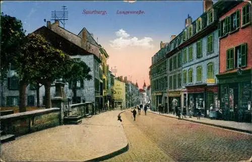 CPA Saarburg (Lothringen) Sarrebourg Langestraße Geschäfte 1915