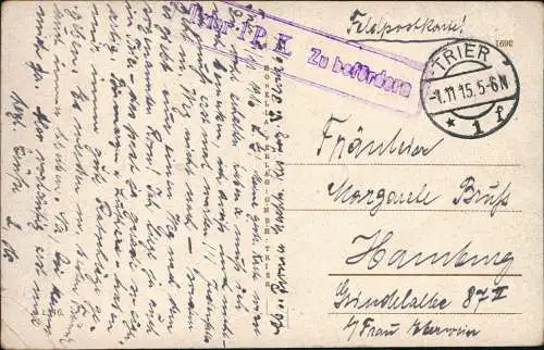 Ansichtskarte Trier Altar Basilika 1915  gel. Feldpost T1. PK Zu befördern