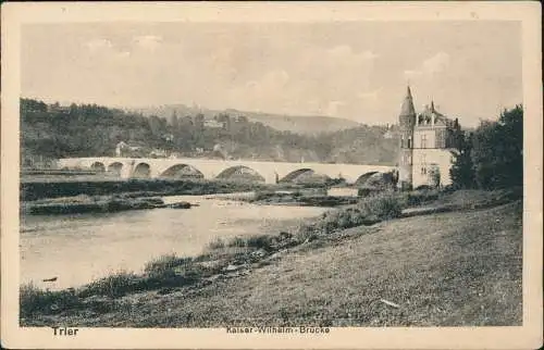 Ansichtskarte Trier Kaiser-Wilhelm Brücke 1915  gel. Feldpost 1PK zu befördern