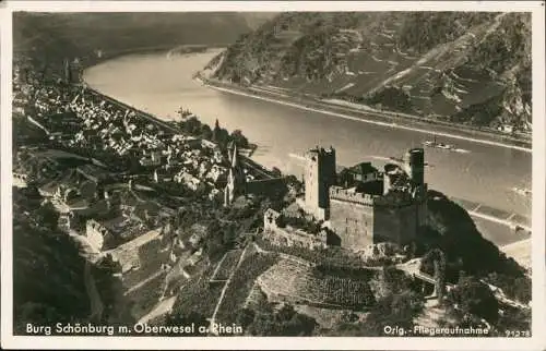 Ansichtskarte Oberwesel Luftbild Burg Schönburg 1932