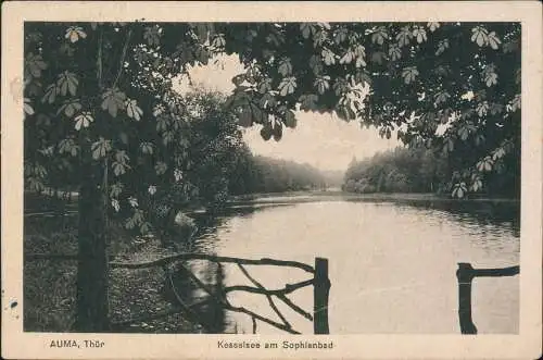 Ansichtskarte Auma (Thüringen)-Auma-Weidatal Kesselsee am Sophienbad 1925