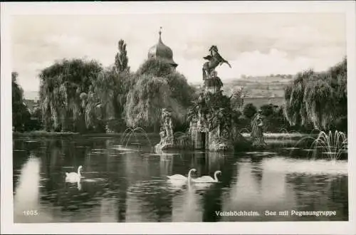 Ansichtskarte Veitshöchheim See mit Pegasusgruppe 1952