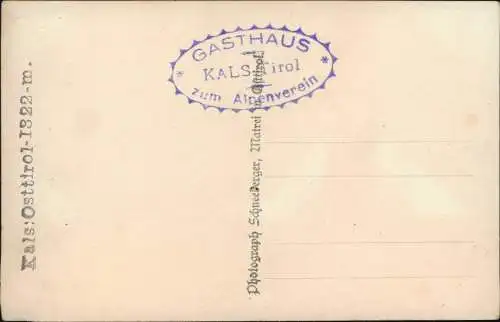 Ansichtskarte Kals Großglockner GASTHAUS Zum Alpenverein 1922 Tirol Österreich