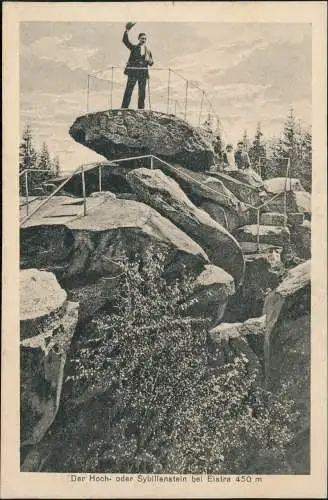 Ansichtskarte Elstra Wanderer auf dem Hochstein Sybillenstein Oberlausitz 1925