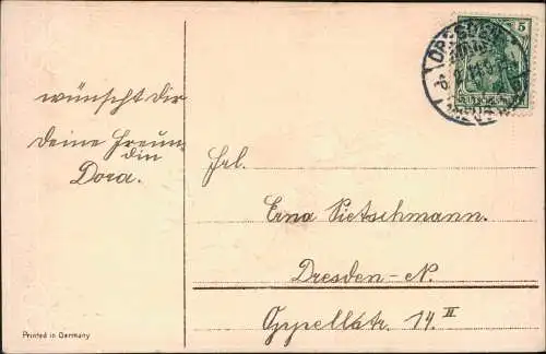 Ansichtskarte  Glückwunsch Geburtstag Hufeisen - mit Landschaft 1911