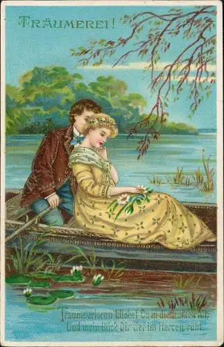 Liebe Liebespaare - Love Ruderboot Gold - Träumerei 1908 Goldrand