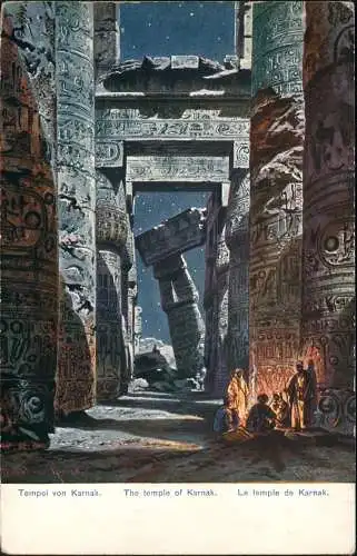 Luxor Karnak Tempel Stimmungsbild Egypt 1917  gel. Deutsche Schiffspost Ägypten