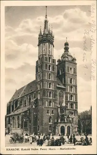 Postcard Krakau Kraków Marienkirche kościół Mariacki 1939  gel. Feldpost WK2