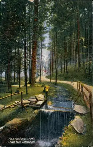 Postcard Bad Landeck Lądek-Zdrój Partie beim Waldtempel. 1937 Schlesien Silesia