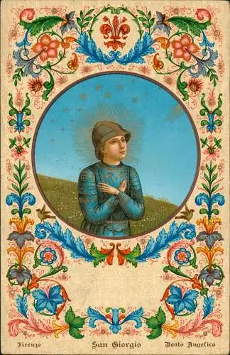 Florenz Firenze San Giorgio Beato Angelico - Künstlerkarte 1905 Prägekarte