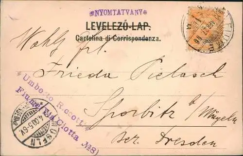 Postcard Rijeka Fiume/Reka Straßenpartie Teatro comunale 1900