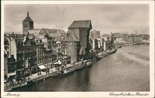 Postcard Danzig Gdańsk Krantor Lnagebrücke - Fernsicht 1942