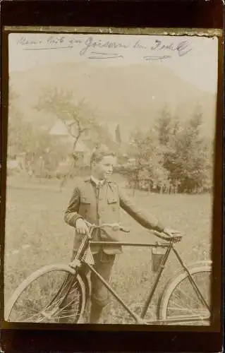 Ansichtskarte Goisern Junge mit Fahrrad 1912   gel. Österreich