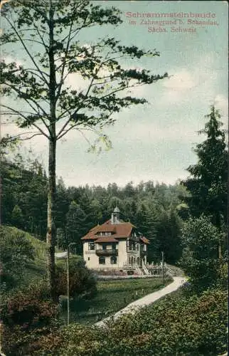 Ansichtskarte Kirnitzschtal-Sebnitz Schrammsteinebaude 1909