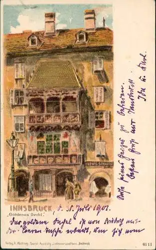 Ansichtskarte Innsbruck Goldenes Dachl - Gold Künstlerkarte 1901 Prägekarte