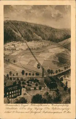 Ansichtskarte Oberwiesenthal Fichtelberg Seilbahn Rodelbahn 1922  Erzgebirge