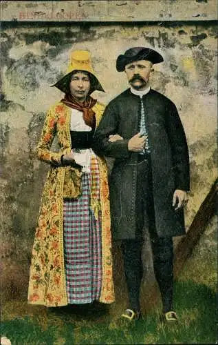 Hindeloopen Friesland Mann und Frau in Tracht 1913  Holland Niederlande