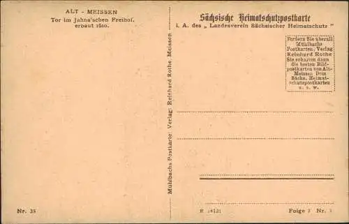 Ansichtskarte Meißen Tor im Jahna'schen Freihof. 1926