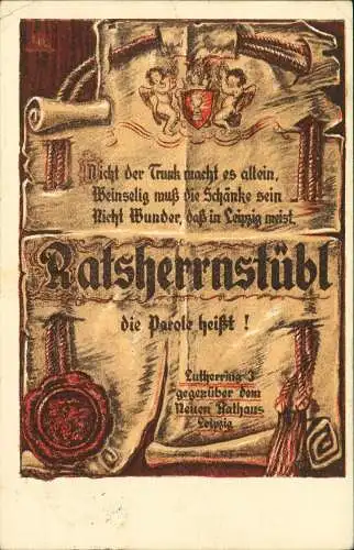 Ansichtskarte Leipzig Ratsherrnstübl Martin Luther Ring Urkunde 1937